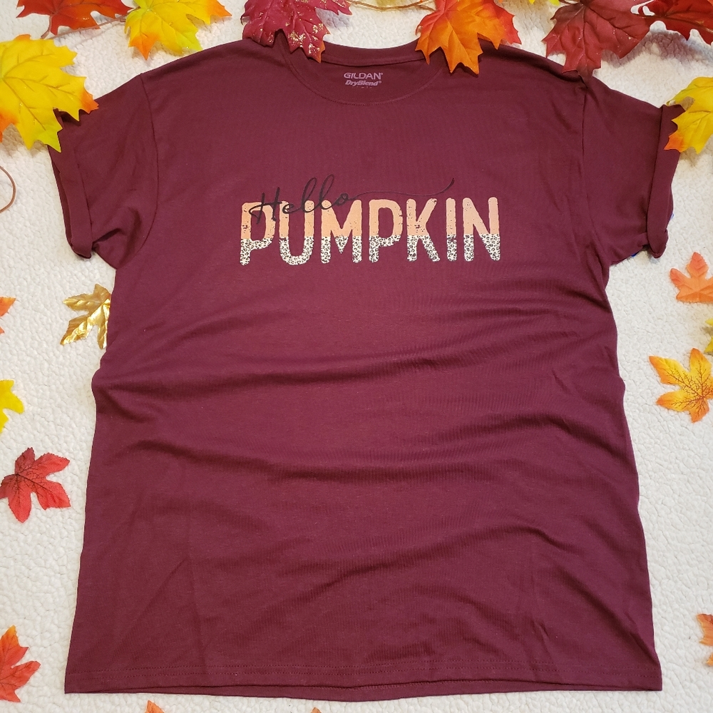 Hello Pumpkin Leopard Print Graphic T-Shirt